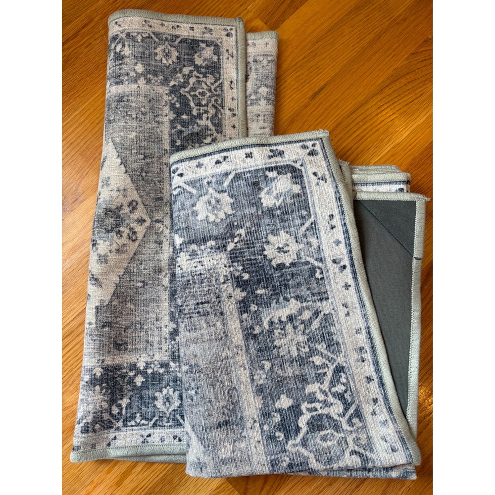 Ruggable Kamran Set Blue Quartz Runner Rug 2.5x7 Washable Medallion Persian